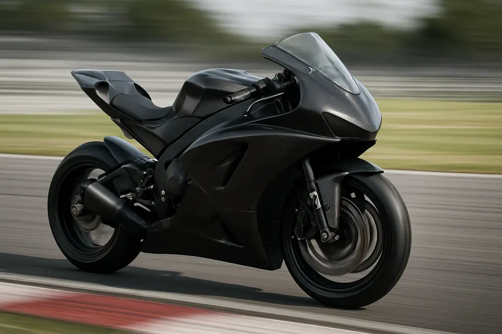 Carbon fiber race fairings optimized for aerodynamics and lightweight strength on a high-performance sportbike.