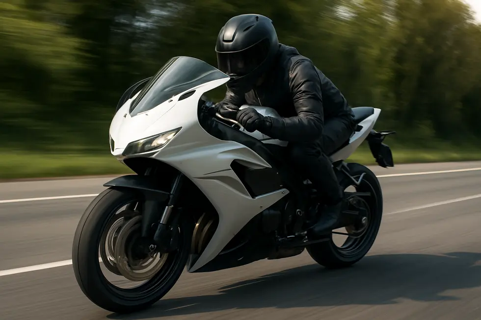 A sport motorcycle with a full fairing demonstrating aerodynamic design and rider protection.
