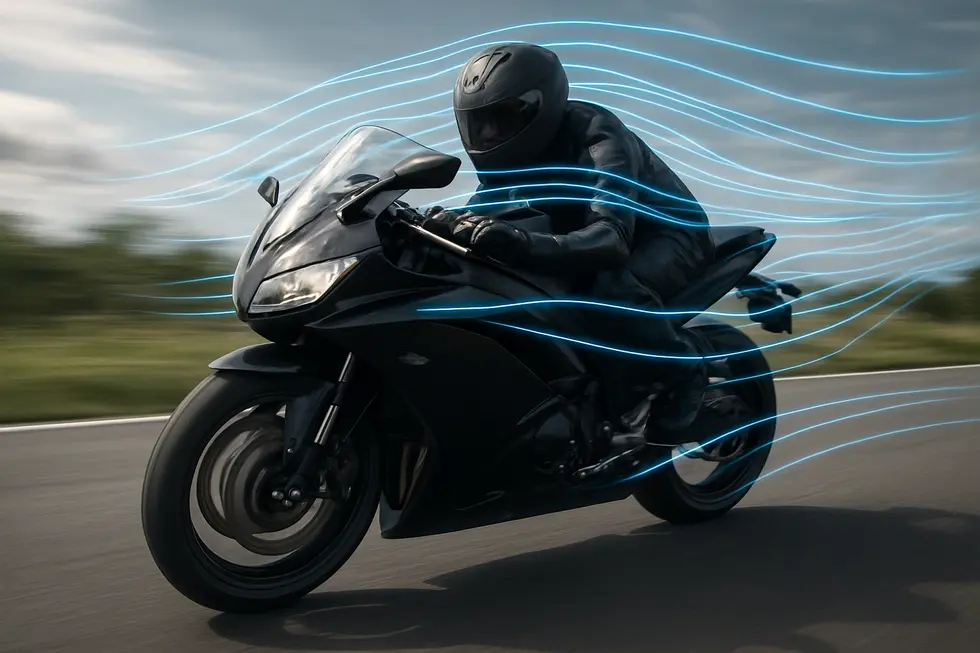 A sport bike outfitted with full fairing illustrating aerodynamic streamlining and rider protection in motion.