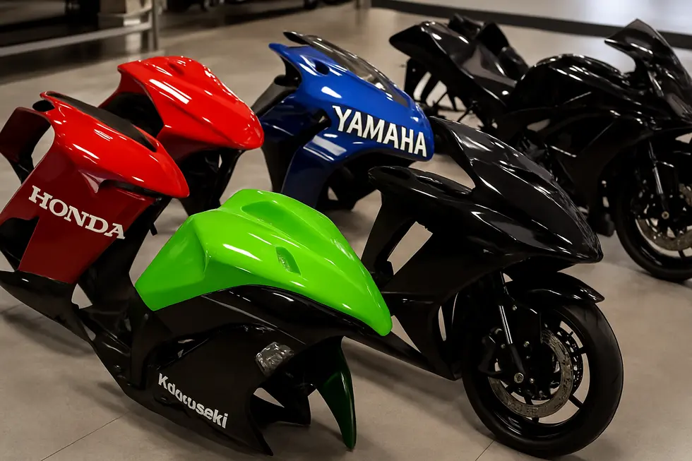 Affordable OEM-grade motorcycle fairings showcasing quality ABS plastic and precise molding for popular models.