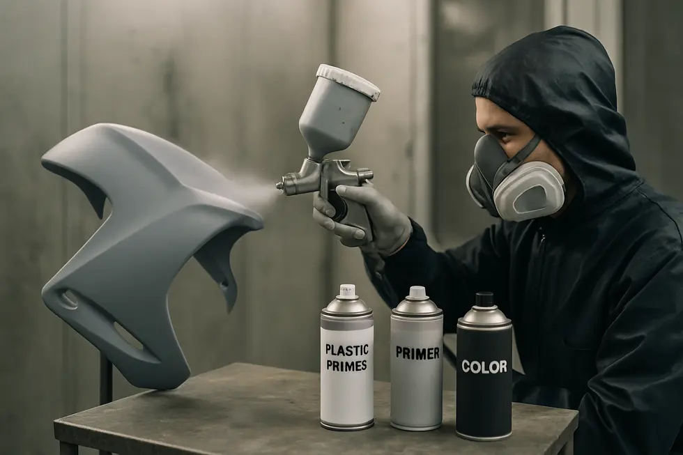 Comprehensive surface preparation including cleaning, degreasing, and sanding sets the foundation for a flawless paint job on motorcycle fairings.