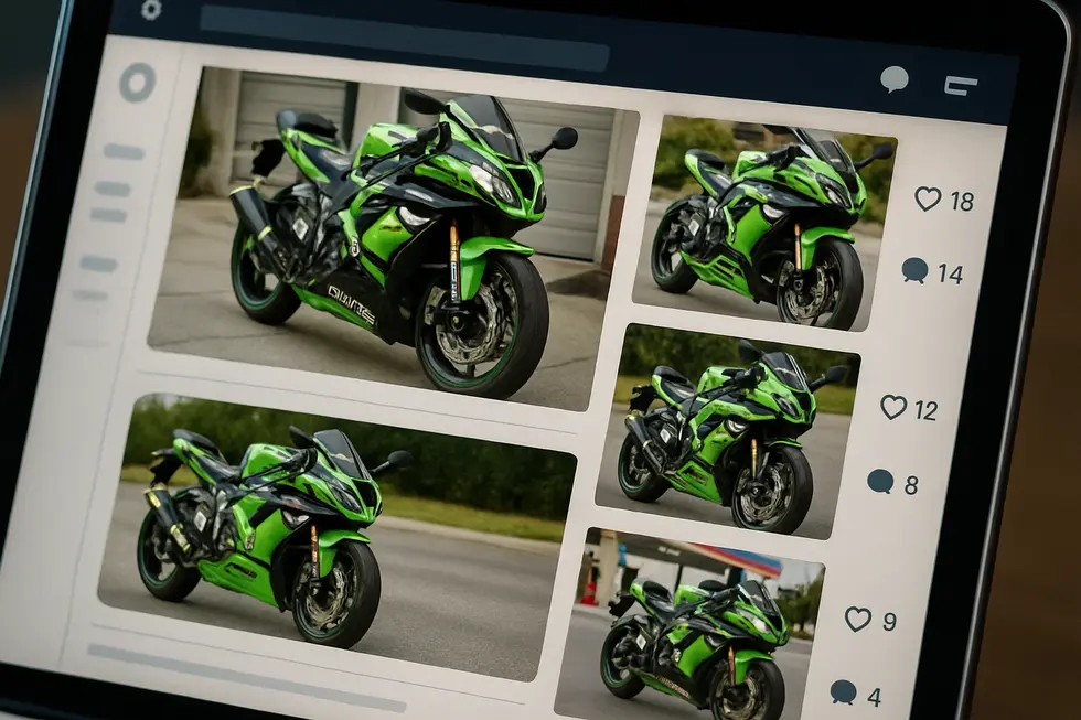 Community-driven engagement showcasing Auctmart fairings on sportbikes like the Kawasaki Ninja ZX-6R in rider forums.