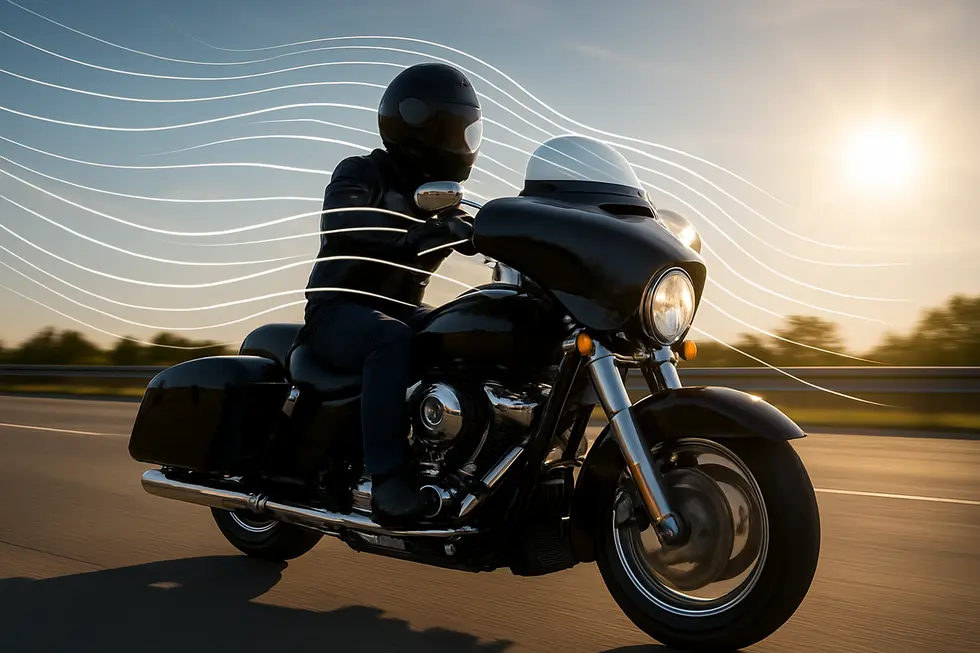 Detailed view of the durable ABS plastic inner shell combined with an opaque black Lucite outer shell, showcasing the craftsmanship behind batwing motorcycle fairings.
