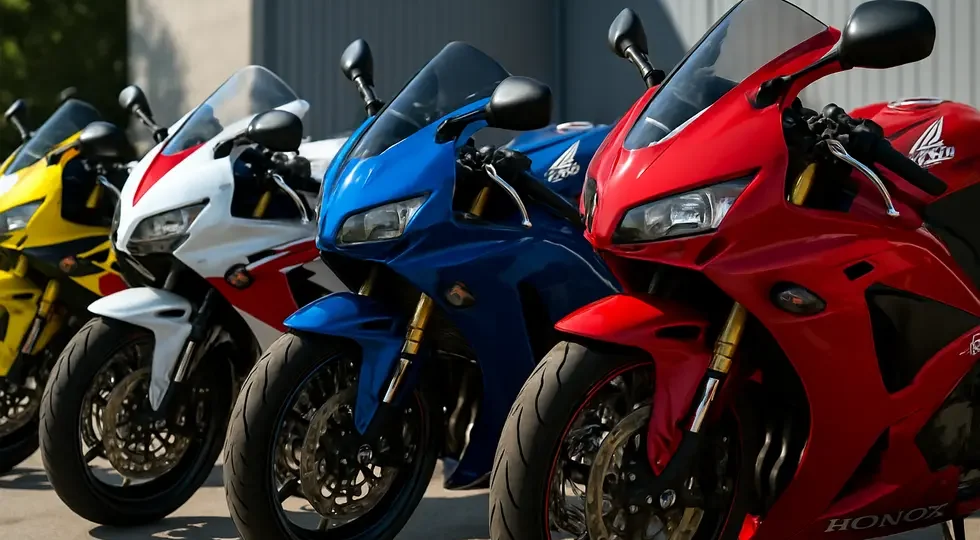 A lineup showcasing diverse Honda motorcycles with high-quality, custom and OEM-style fairings reflecting business opportunities in aftermarket and replacement parts.