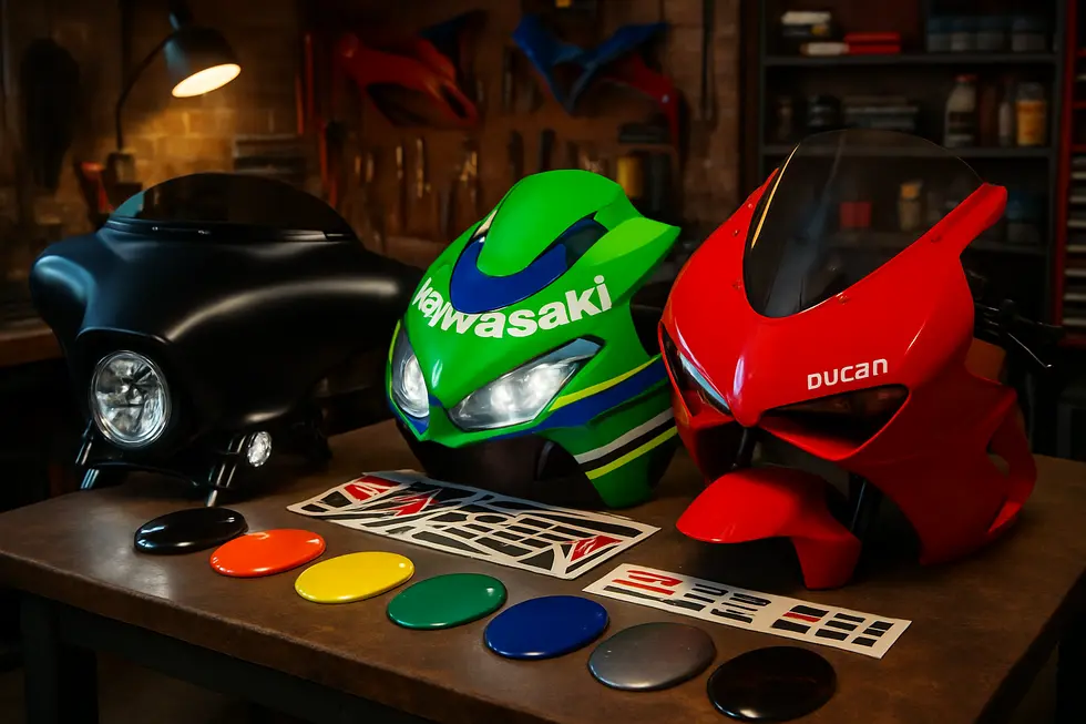 A sport motorcycle demonstrating aerodynamic efficiency with fairings designed to reduce drag and protect the rider.
