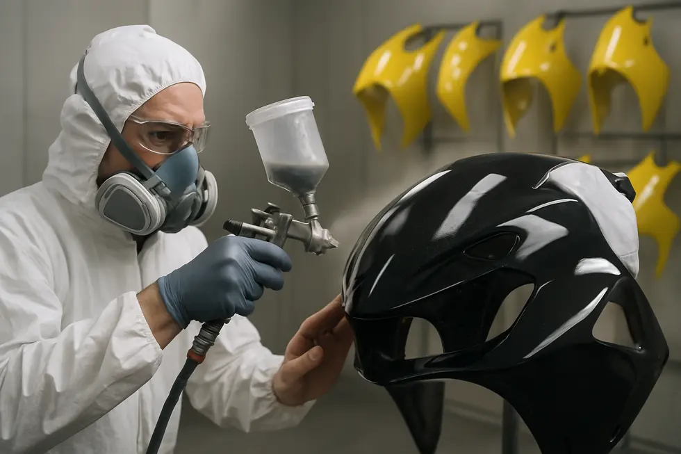 Comprehensive surface preparation including cleaning, degreasing, and sanding sets the foundation for a flawless paint job on motorcycle fairings.