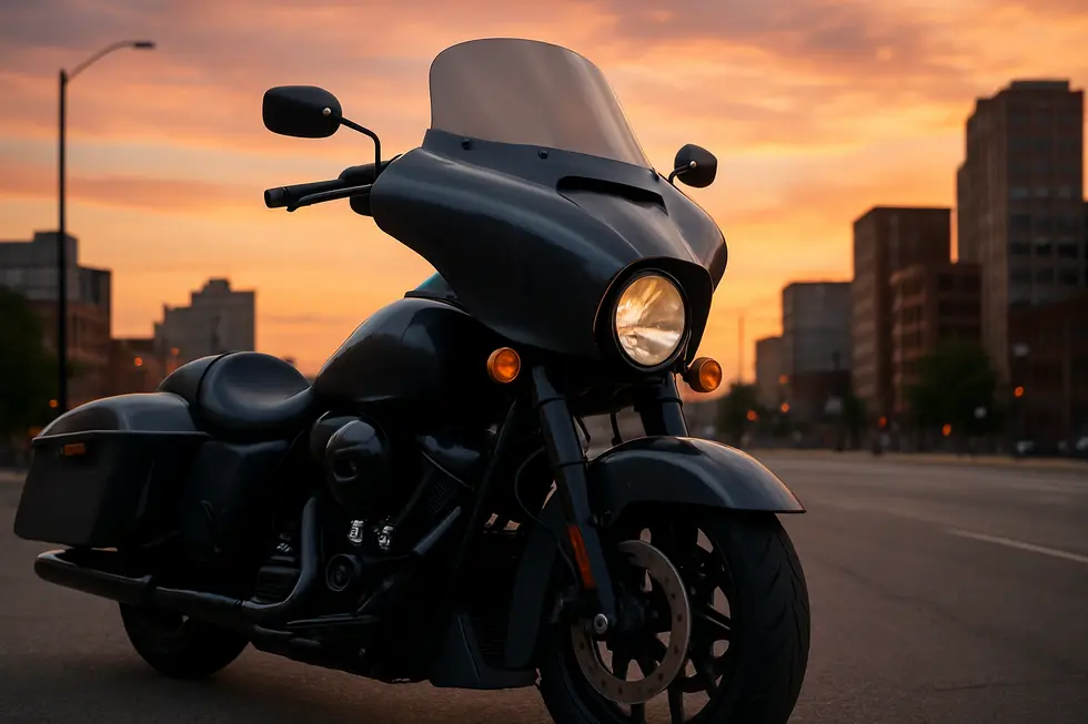 High-impact acrylic motorcycle windshield showcasing design precision and durable materials.