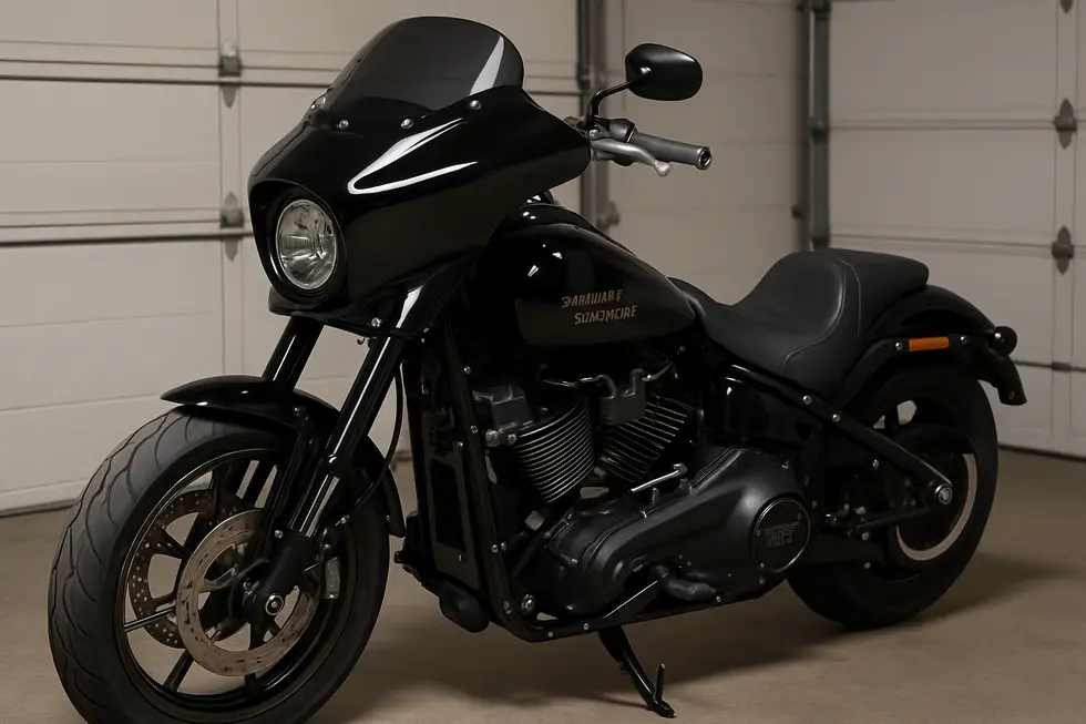 A broad selection of motorcycle fairings in ABS and fiberglass materials displayed for buyers.