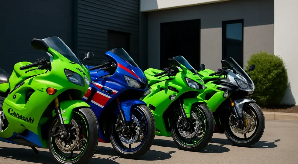Showcase of Kawasaki motorcycles fitted with OEM and customized fairings exemplifying quality and design variety.