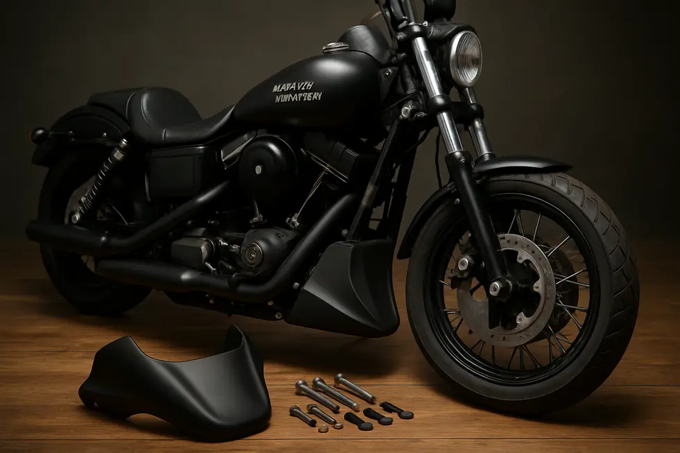 Harley-Davidson Dyna Low Rider featuring a Batwing fairing with integrated speakers, combining style with rider comfort and entertainment.