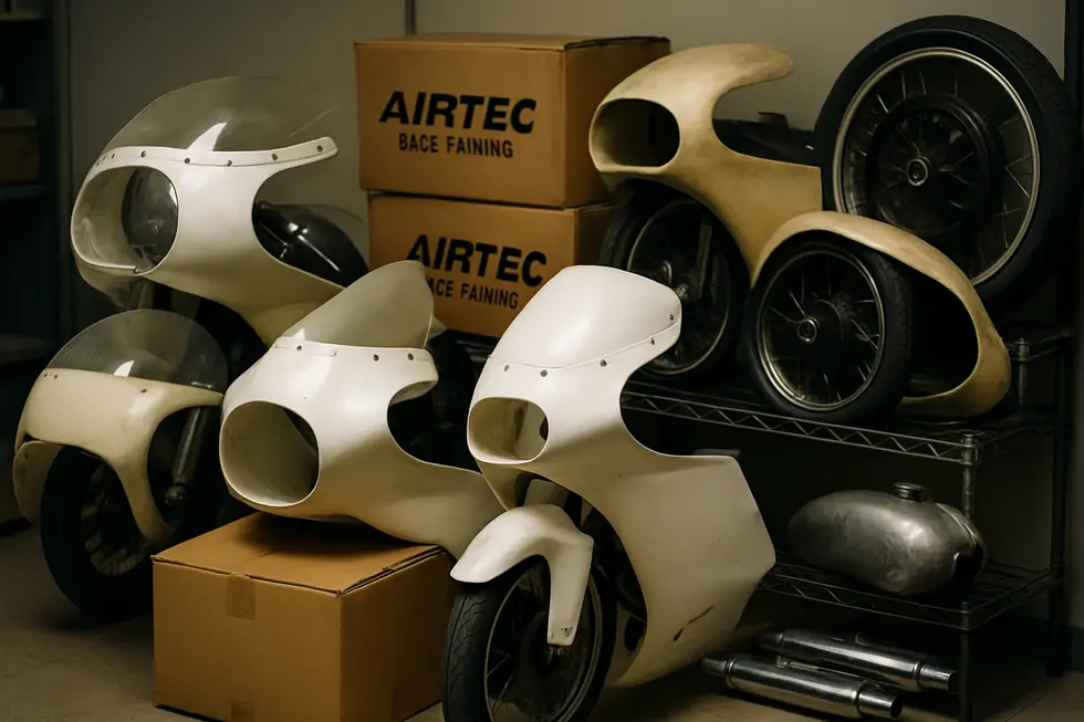 Illustration of Airtech fairing’s streamlined design optimizing airflow to reduce drag on a racing motorcycle.