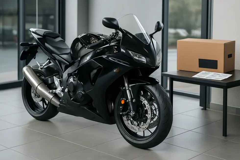 An arranged motorcycle fairing set showcasing all major components and precise design features for protection and aerodynamics.