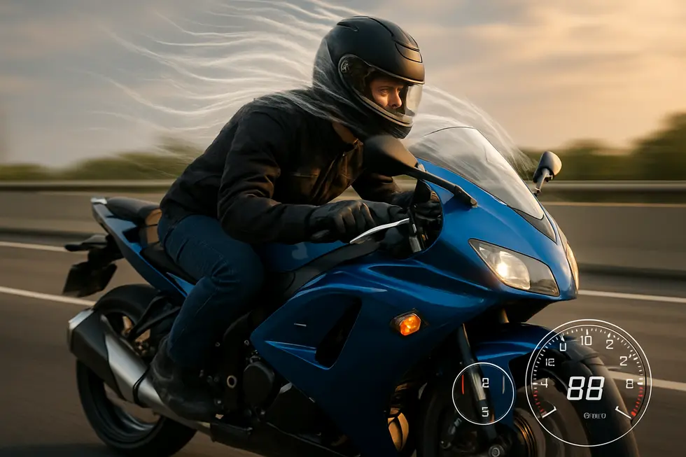 Three motorcycles showing full, half, and race fairings with airflow visualization highlighting their aerodynamic functions.