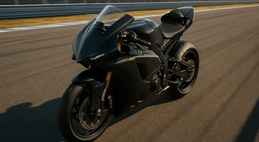 A high-performance sportbike fitted with full aerodynamic race fairings on a professional racetrack.
