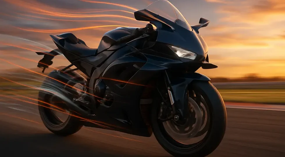A high-performance sport motorcycle featuring full aerodynamic fairings and winglets emphasizing speed and advanced design.