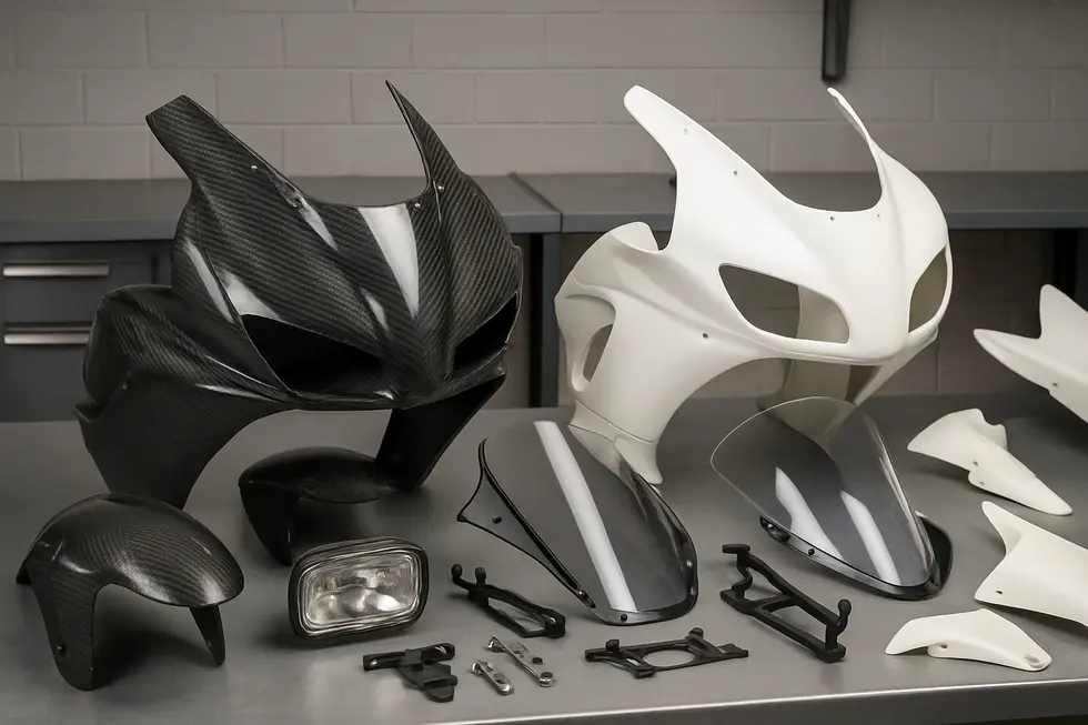 Affordable OEM-grade motorcycle fairings showcasing quality ABS plastic and precise molding for popular models.