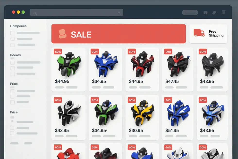 Affordable OEM-grade motorcycle fairings showcasing quality ABS plastic and precise molding for popular models.