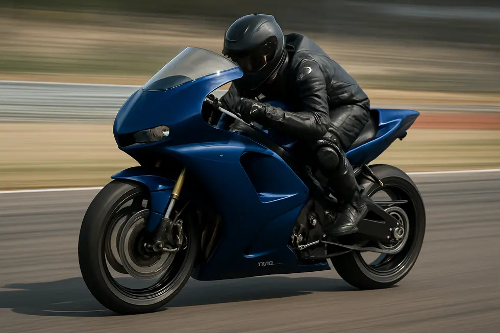 Sportbike fitted with aerodynamic Rifle fairings optimized for racing performance.