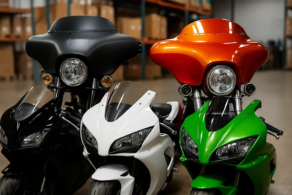 High-grade ABS plastic fairings undergoing precision injection molding in a state-of-the-art manufacturing facility.
