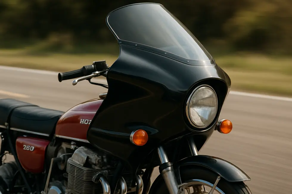 Aerodynamic curves and windscreen of the Windjammer fairing enhance rider comfort and reduce wind buffeting.
