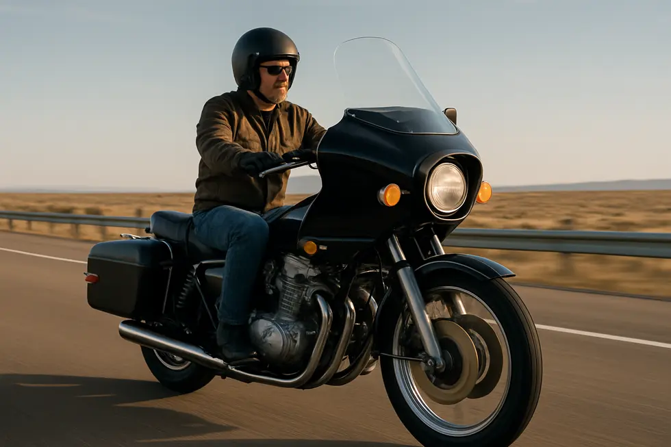Aerodynamic curves and windscreen of the Windjammer fairing enhance rider comfort and reduce wind buffeting.