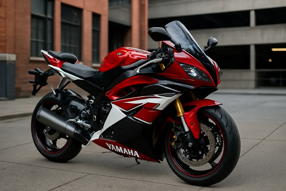 A display of Yamaha R6 fairing kits categorized by model year and color, emphasizing ABS material and OEM compatibility.