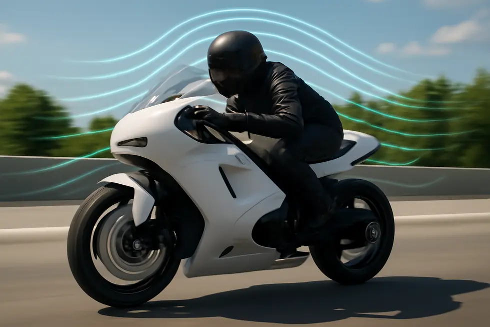 Sport motorcycle optimized with aerodynamic air tech fairings demonstrating airflow efficiency and superior stability at high speeds.