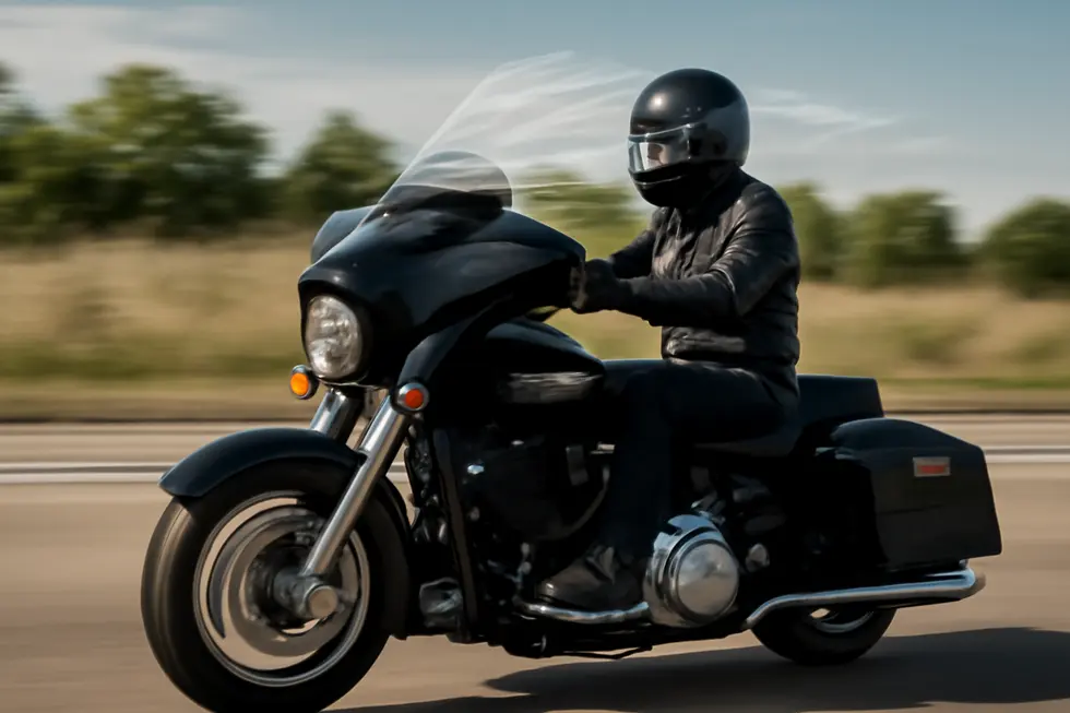 Close-up display of ABS plastic, fiberglass, and carbon fiber materials used in cruiser motorcycle fairings.