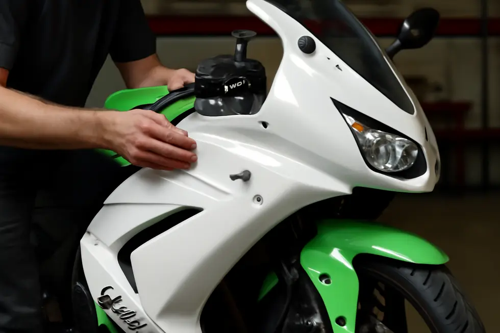 A sport motorcycle showcasing flawless OEM fairings that demonstrate perfect fit and factory-quality design.