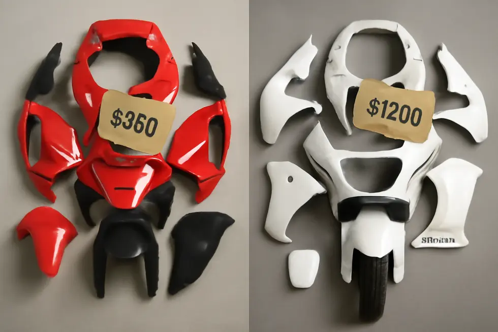 An assorted display of AliExpress motorcycle fairings illustrating diverse models and superior quality.