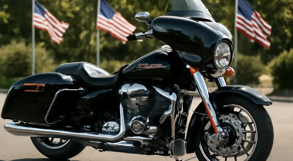 A Harley-Davidson motorcycle equipped with premium American made fairings showcasing craftsmanship and American pride.