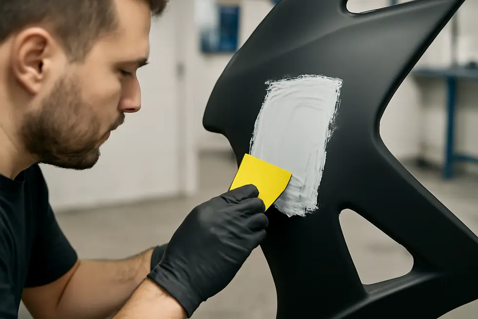 Premium body filler options tailored for plastic and fiberglass motorcycle fairings emphasizing adhesion.