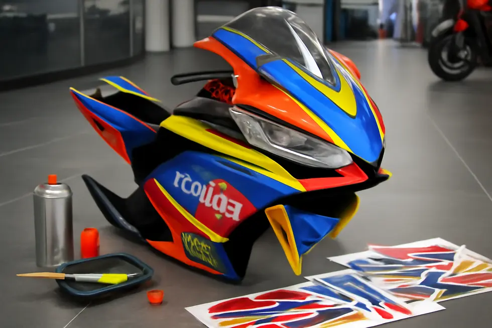 A comparative display of ABS plastic and carbon fiber Aprilia RS660 fairings highlighting materials and design precision.