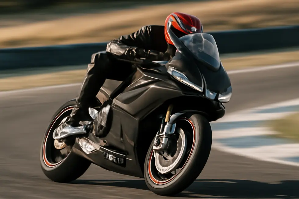 A comparative display of ABS plastic and carbon fiber Aprilia RS660 fairings highlighting materials and design precision.