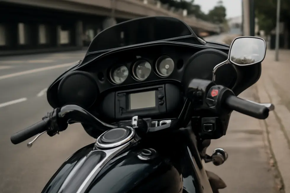 Visual representation of inner fairings enhancing aerodynamic flow around a motorcycle’s front section.