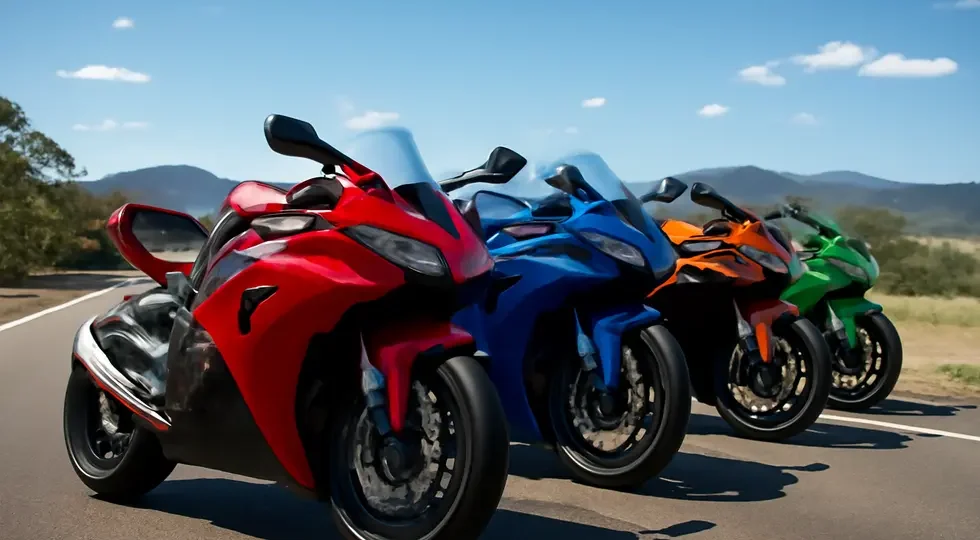 Australian sportbikes featuring diverse, high-quality motorcycle fairings under clear skies, symbolizing innovation and style.
