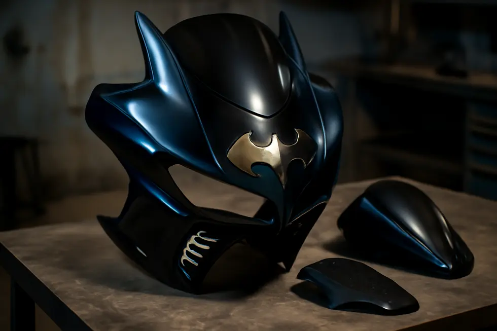 Close-up highlighting the ABS construction and the vibrant Batman & Joker design on a Honda CBR600 F4i fairing.