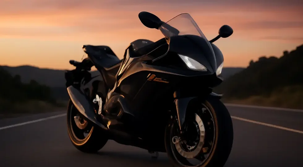 A premium motorcycle with BMC fairings showcasing design excellence and aerodynamic styling at sunset.