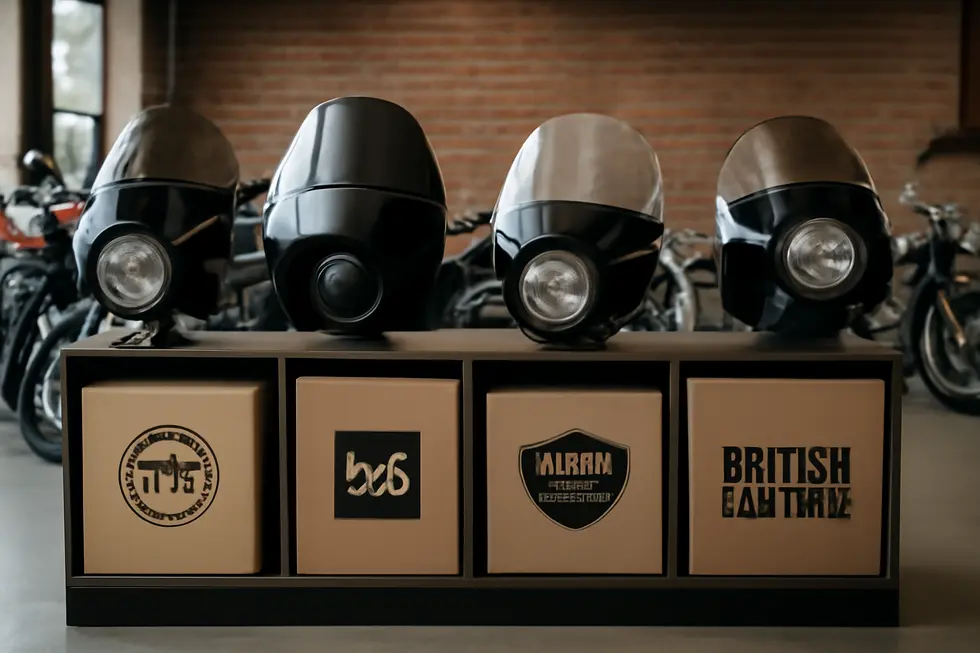 Various classic motorcycle fairing styles including bikini and bullet displayed on vintage bikes demonstrating their iconic looks and aerodynamic functions.