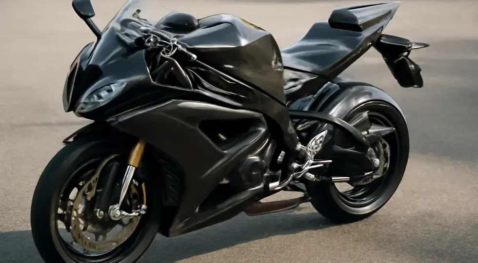 High-performance sport motorcycle featuring glossy carbon fiber fairings that exemplify innovation and craftsmanship.