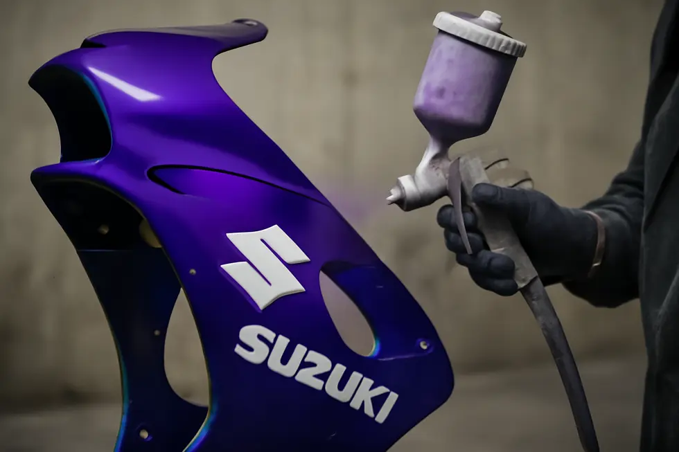 Varied used motorcycle fairings displayed to highlight diverse availability and types businesses can stock.