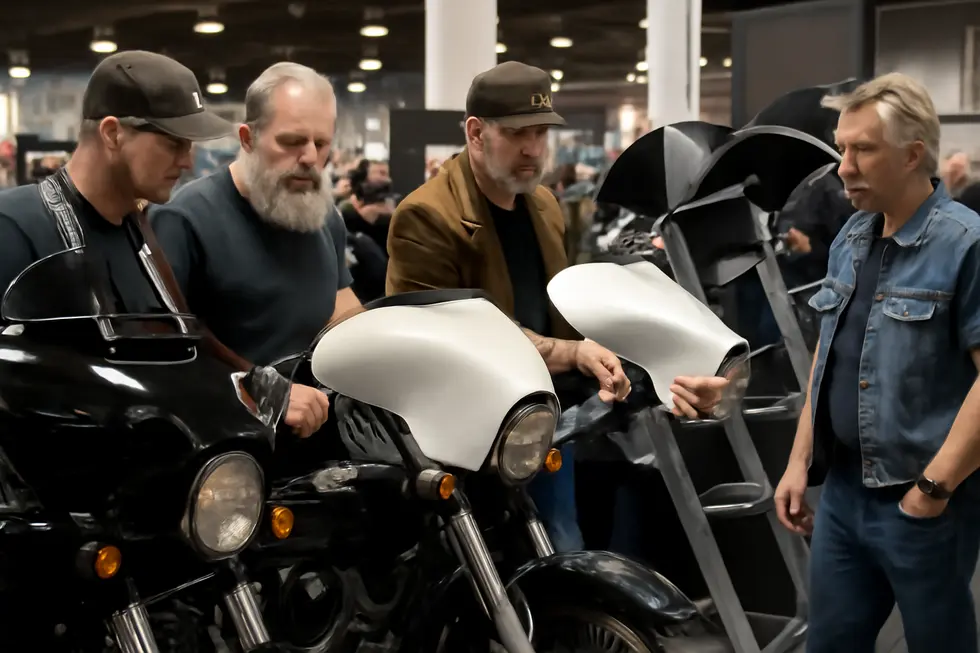 Various batwing fairings from leading aftermarket manufacturers showcasing different material types and finishes.