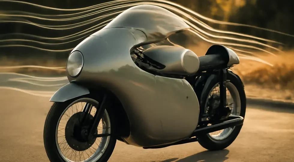 Classic motorcycle equipped with a dustbin fairing illustrating aerodynamic design and nostalgic racing heritage.