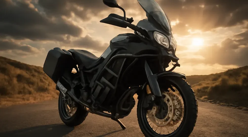 A motorcycle equipped with premium fairing guards and accessories ready for diverse riding conditions, symbolizing protection and performance.