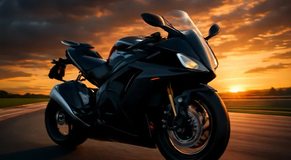 A modern sportbike showcasing aerodynamic sport fairings in an aggressive racing environment, highlighting performance and style.