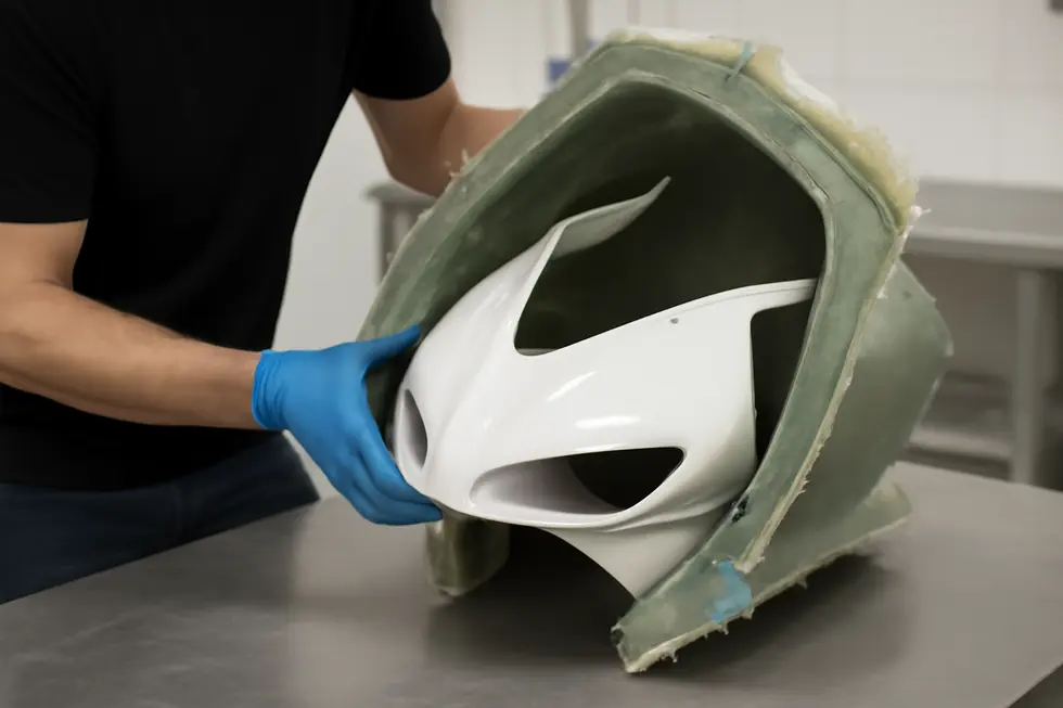 Design blueprints and digital models form the foundation of precise motorcycle fairing mold creation.