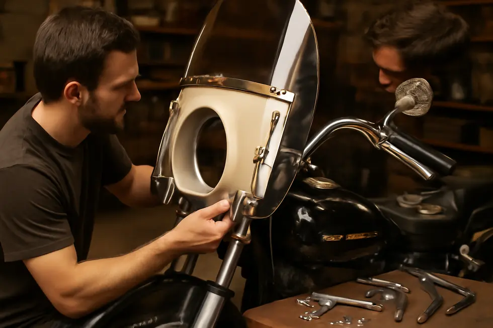 Various classic motorcycle fairing styles including bikini and bullet displayed on vintage bikes demonstrating their iconic looks and aerodynamic functions.