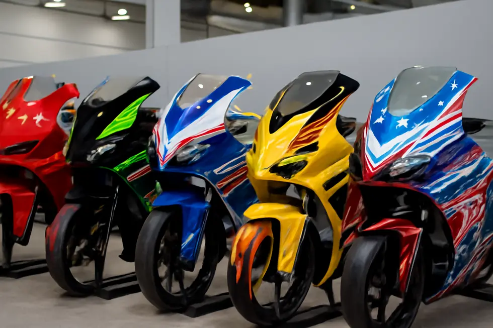 Close-up of a durable ABS plastic motorcycle fairing showcasing material quality and toughness.