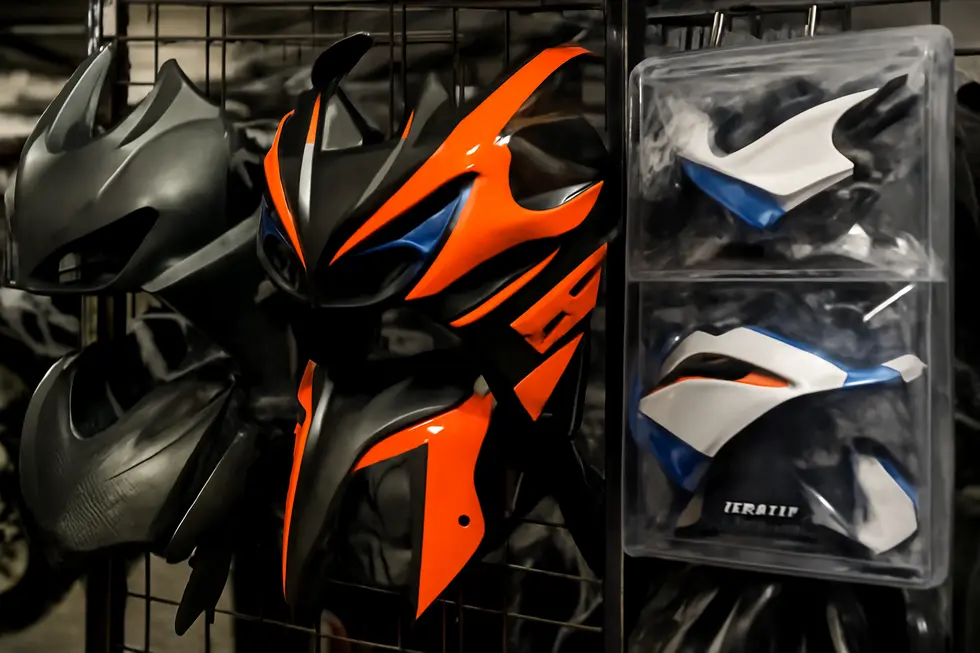 ABS plastic fairing kit fitted precisely on a motorcycle frame, showcasing ease of installation and quality materials.