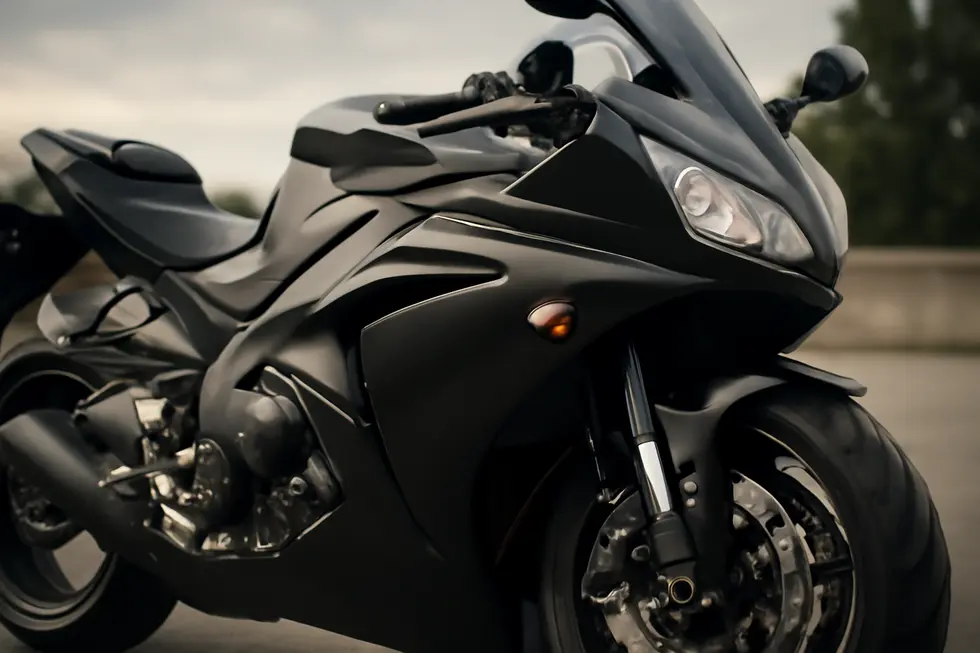 Close-up of a motorcycle emphasizing the fairing panels and their coverage to illustrate core functions.